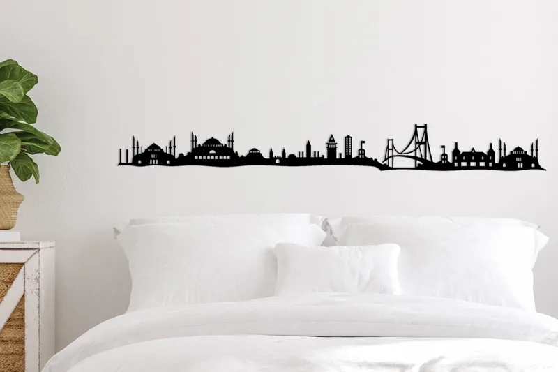 Istanbul Skyline Veggdekor, Svart