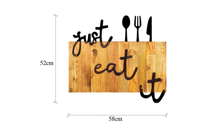 Just Eat It Veggdekor - Svart/Valnøtt - Innredning - Veggdekorasjon - Skilt - Metallskilt