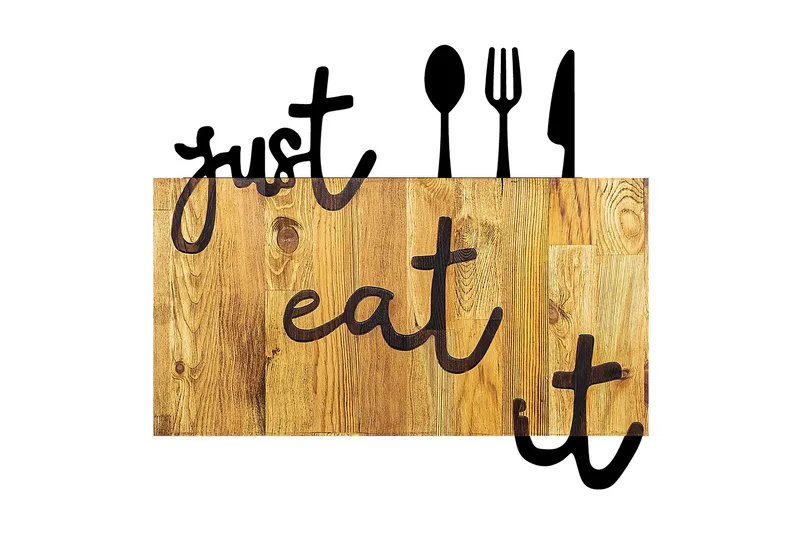 Just Eat It Veggdekor, Svart/Valnøtt