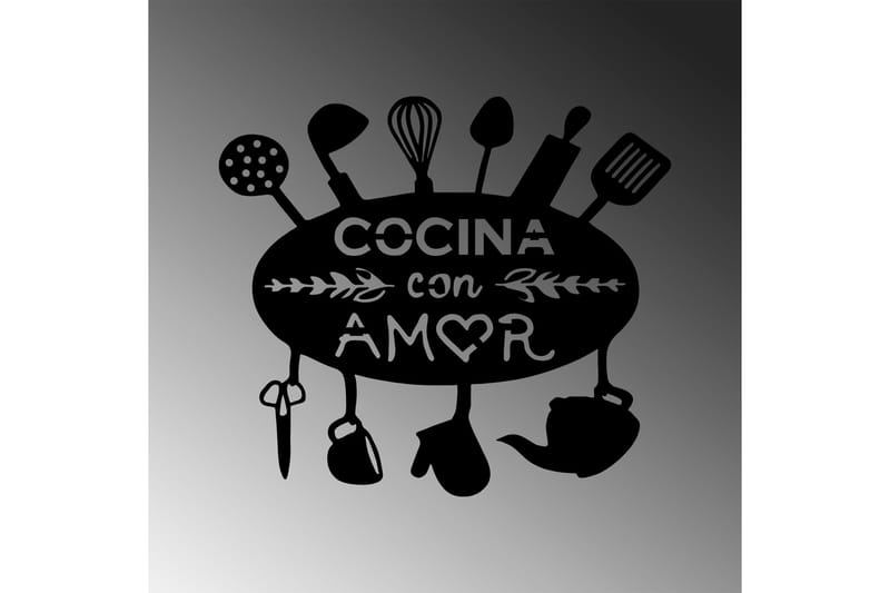 Kitchen With Love Veggdekor - Svart - Innredning - Veggdekorasjon - Skilt - Metallskilt