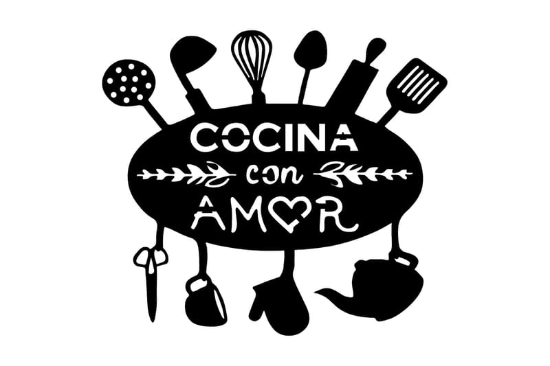 Kitchen With Love Veggdekor, Svart