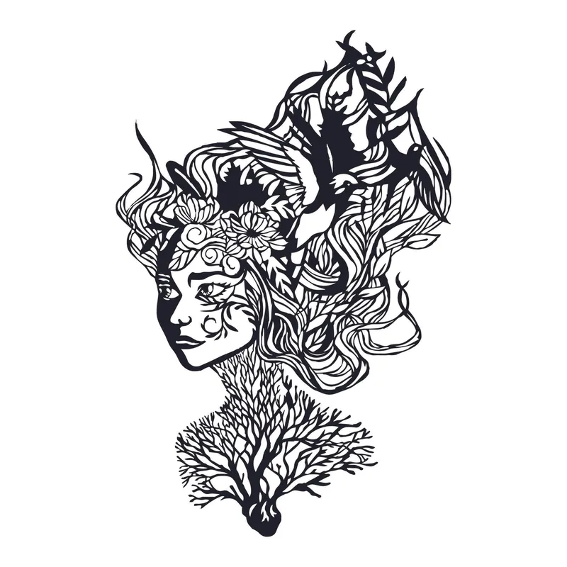 Kvinna Veggdekor, Svart