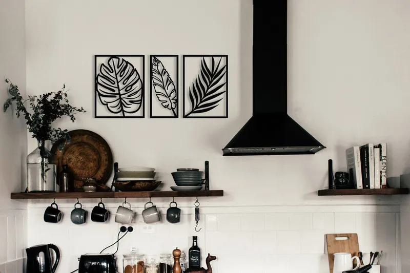 Leaf 2 Veggdekor, Svart