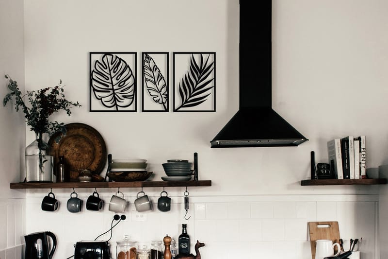 Leaf 2 Veggdekor, Svart