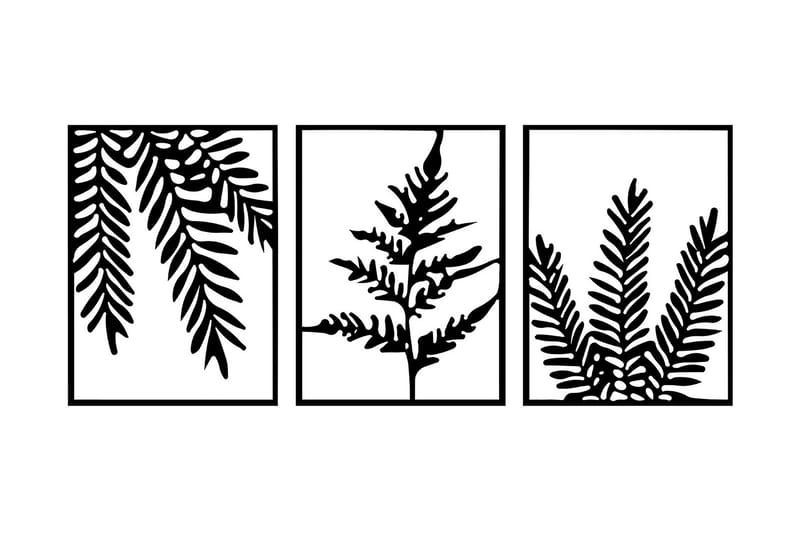Leaf Pieces Veggdekor - Svart - Innredning - Veggdekorasjon - Skilt - Metallskilt