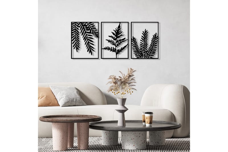 Leaf Pieces Veggdekor - Svart - Innredning - Veggdekorasjon - Skilt - Metallskilt