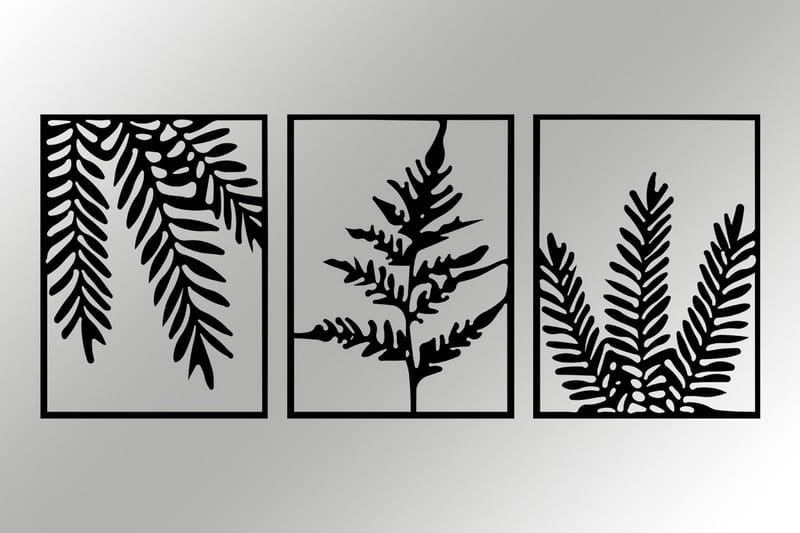 Leaf Pieces Veggdekor - Svart - Innredning - Veggdekorasjon - Skilt - Metallskilt