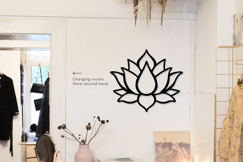 Lotus Flower 1 Veggdekor, Svart