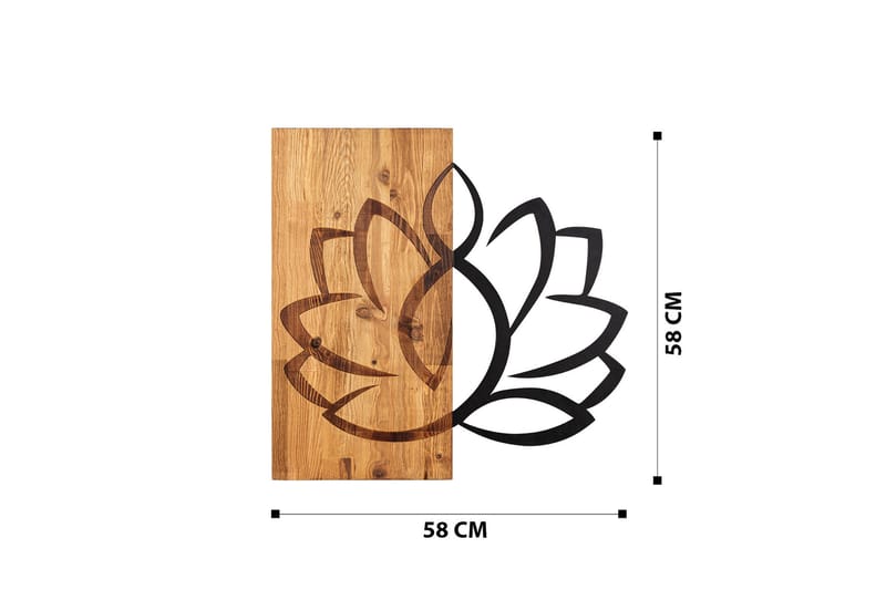 Lotus Veggdekor - Svart/Valnøtt - Innredning - Veggdekorasjon - Skilt - Metallskilt