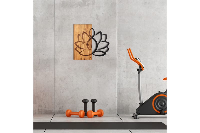 Lotus Veggdekor - Svart/Valnøtt - Innredning - Veggdekorasjon - Skilt - Metallskilt