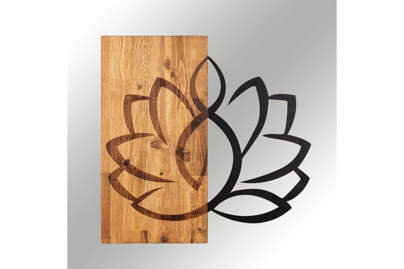 Lotus Veggdekor - Svart/Valnøtt - Innredning - Veggdekorasjon - Skilt - Metallskilt