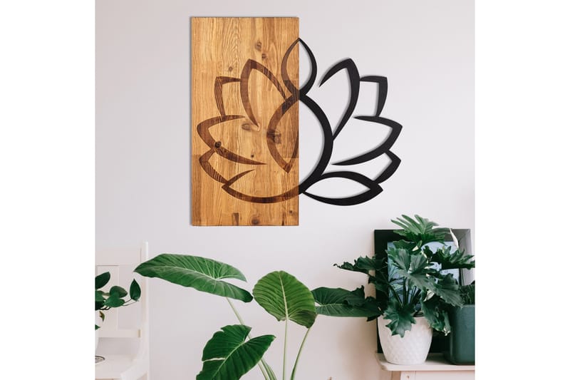 Lotus Veggdekor - Svart/Valnøtt - Innredning - Veggdekorasjon - Skilt - Metallskilt