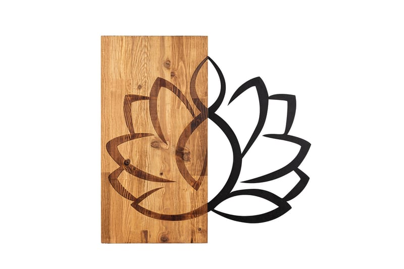 Lotus Veggdekor, Svart/Valnøtt