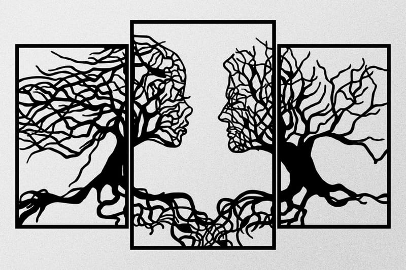 Love Tree Veggdekor - Svart - Metallskilt