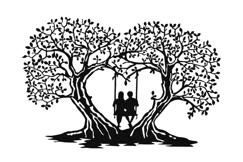 Love Tree Veggdekor, Svart