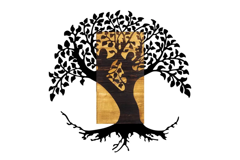 Monument Tree Veggdekor, Svart/Valnøtt