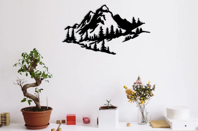 Mountain 2 Metal Veggdekor, Svart