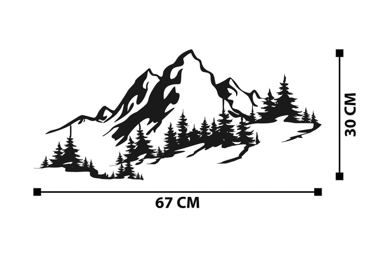 Mountain 3 Veggdekor - Svart - Innredning - Veggdekorasjon - Skilt - Metallskilt