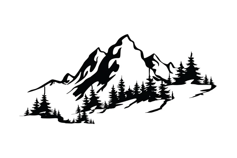 Mountain 3 Veggdekor, Svart