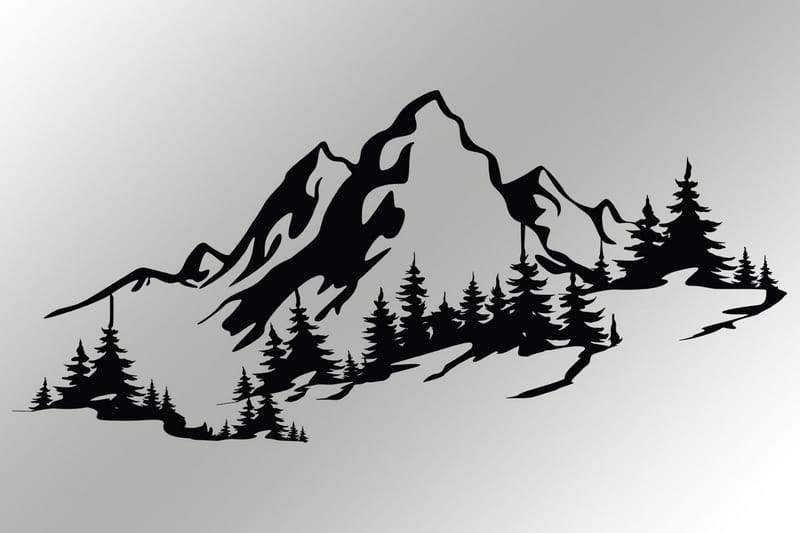 Mountain 3 Veggdekor - Svart - Innredning - Veggdekorasjon - Skilt - Metallskilt