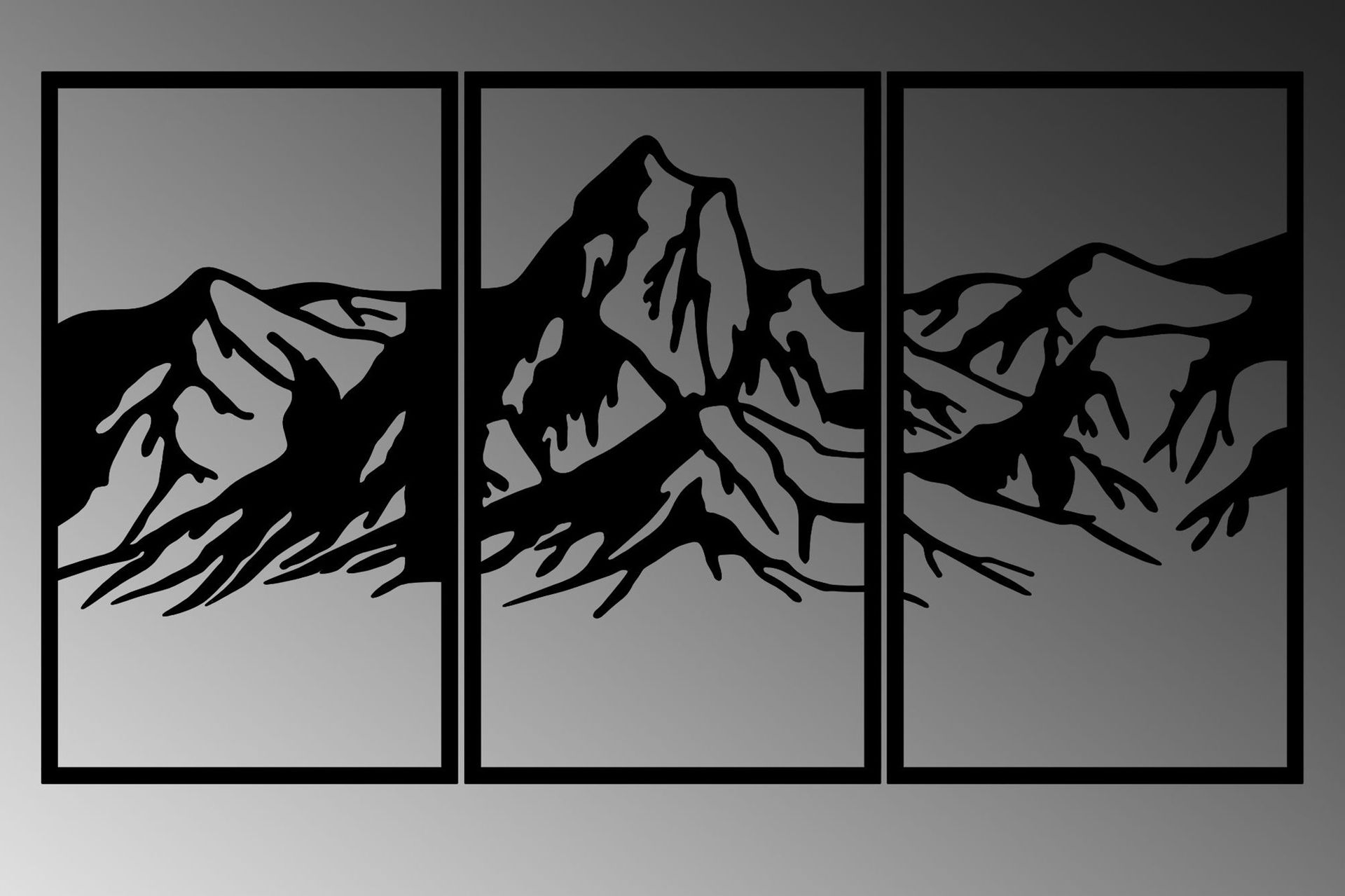 Mountain 4 Veggdekor - Svart - Innredning - Veggdekorasjon - Skilt - Metallskilt