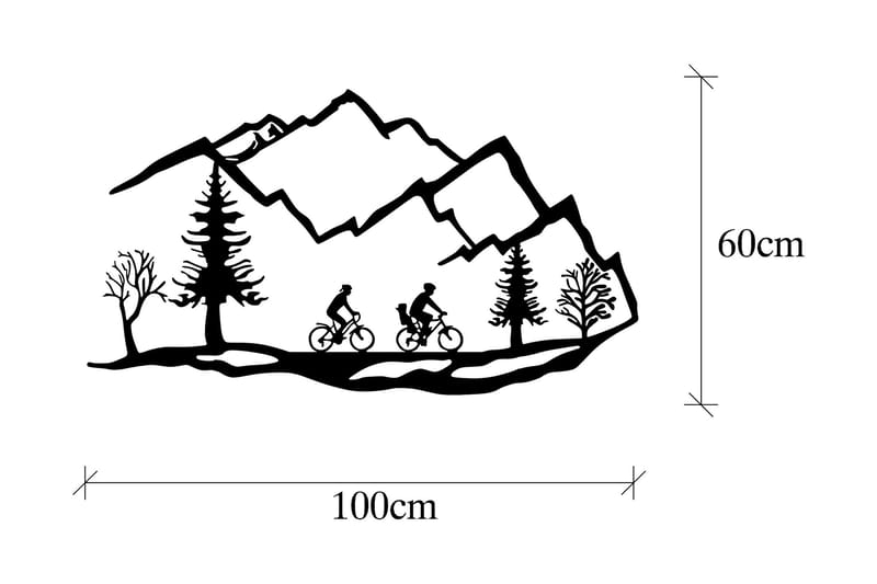 Mountain Bike Veggdekor - Svart - Metallskilt