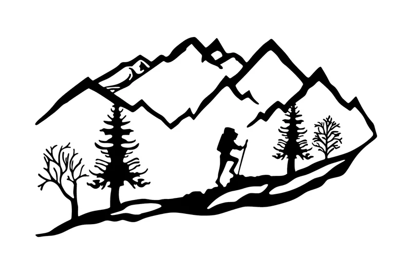 Mountain Climbing Veggdekor, Svart