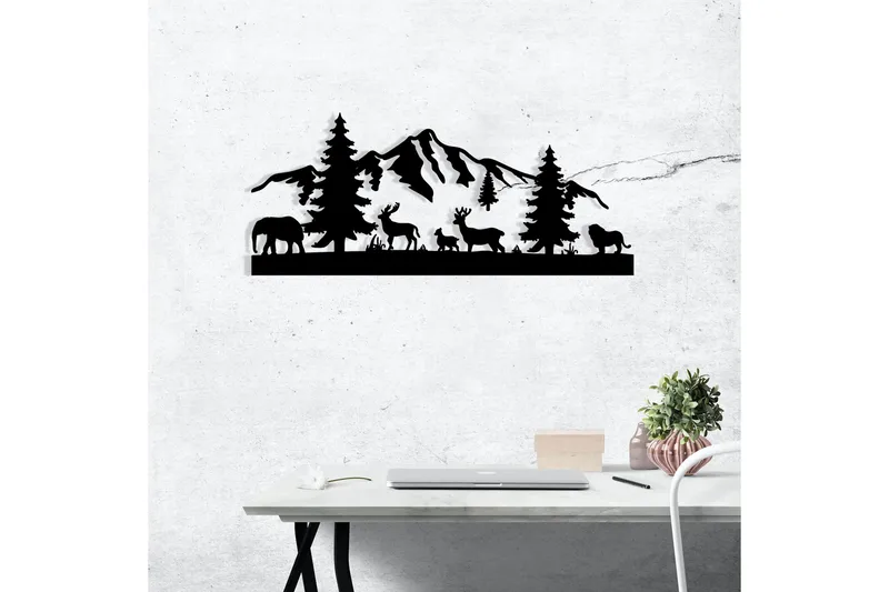 Mountain Veggdekor - Svart - Innredning - Veggdekorasjon - Skilt - Metallskilt