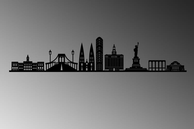New York Skyline Veggdekor - Svart - Innredning - Veggdekorasjon - Skilt - Metallskilt