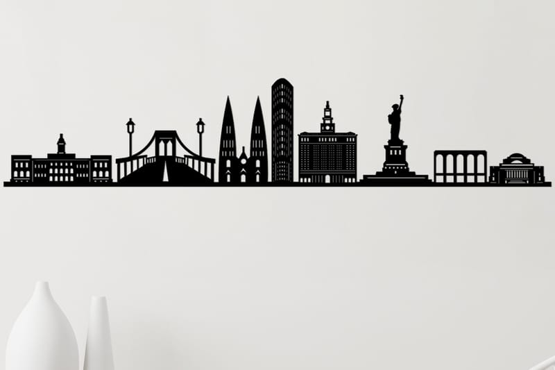 New York Skyline Veggdekor - Svart - Innredning - Veggdekorasjon - Skilt - Metallskilt