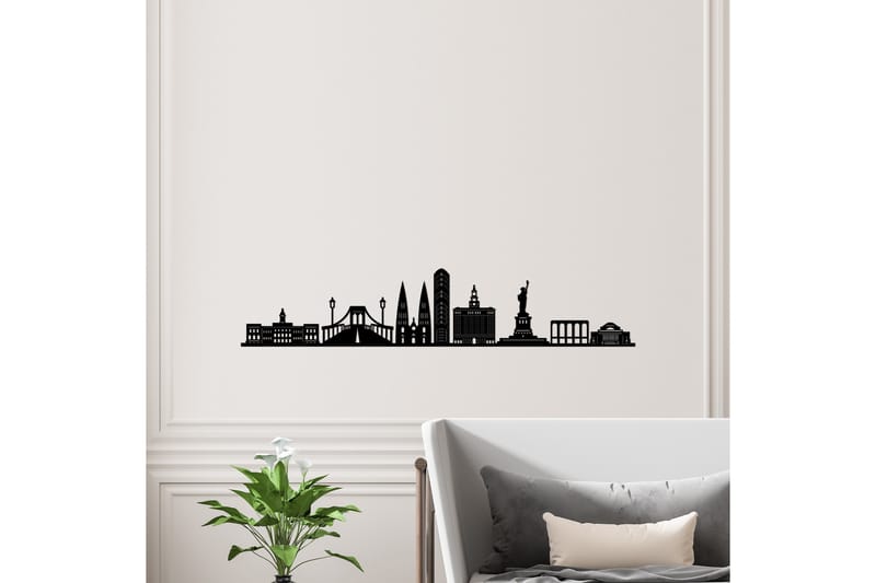 New York Skyline Veggdekor - Svart - Innredning - Veggdekorasjon - Skilt - Metallskilt