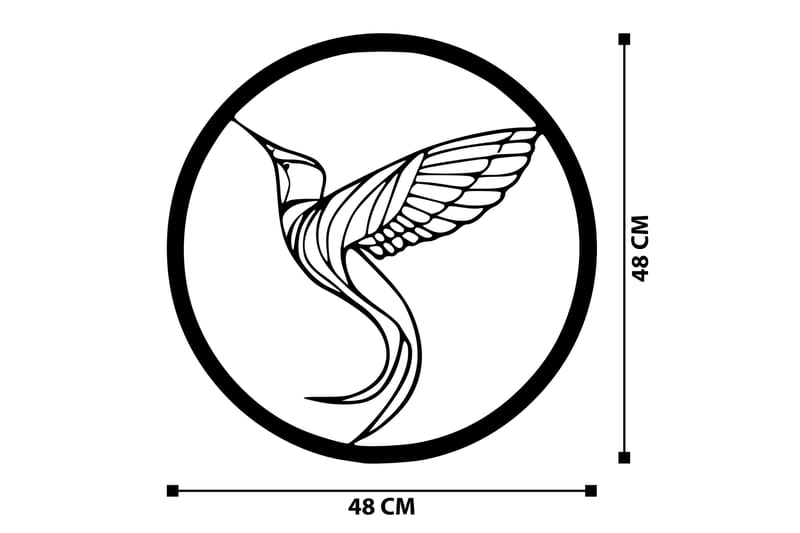 On the Bird's Wing Veggdekor - Svart - Metallskilt