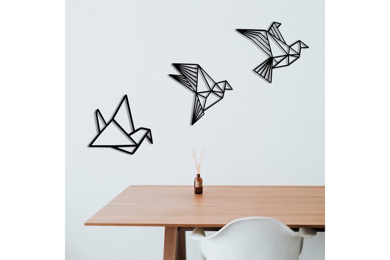 Origami Veggdekor - Svart - Metallskilt