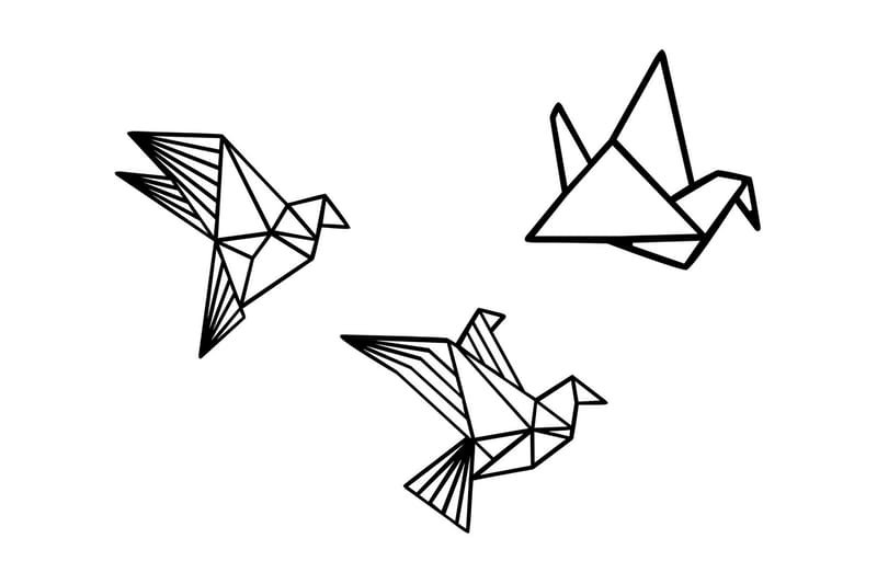Origami Veggdekor - Svart - Metallskilt