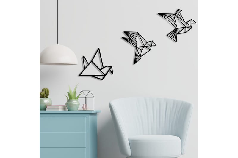 Origami Veggdekor - Svart - Innredning - Veggdekorasjon - Skilt - Metallskilt