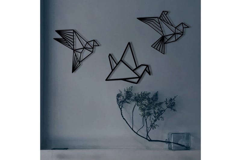Origami Veggdekor - Svart - Innredning - Veggdekorasjon - Skilt - Metallskilt
