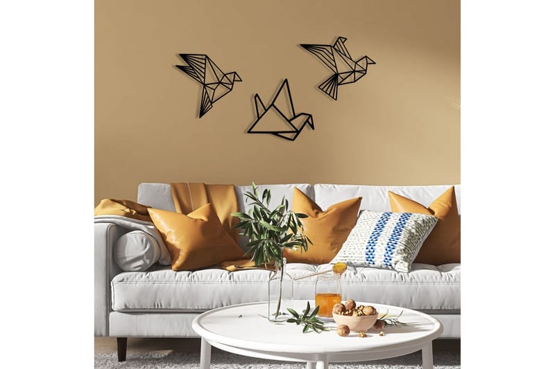 Origami Veggdekor - Svart - Innredning - Veggdekorasjon - Skilt - Metallskilt
