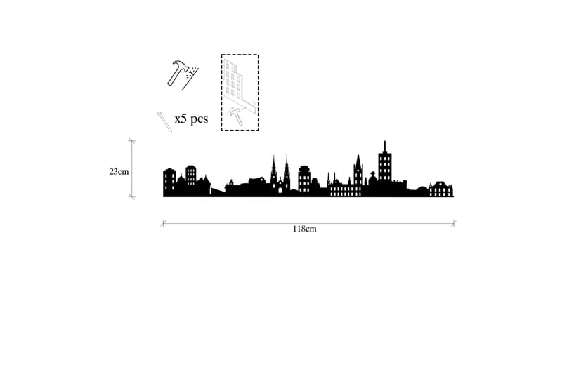 Ottowa Skyline Veggdekor - Svart - Innredning - Veggdekorasjon - Skilt - Metallskilt