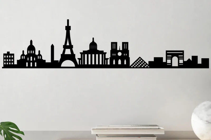 Paris Skyline Veggdekor, Svart