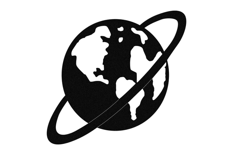 Planet - Veggdekor - Svart - Innredning - Veggdekorasjon - Skilt - Metallskilt