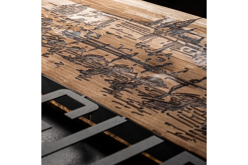 Prague Veggdekor - Svart/Valnøtt - Innredning - Veggdekorasjon - Skilt - Metallskilt