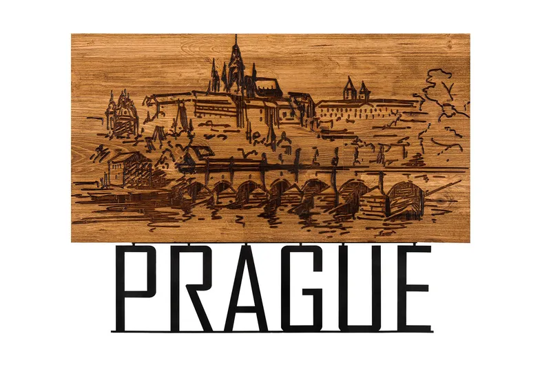 Prague Veggdekor, Svart/Valnøtt