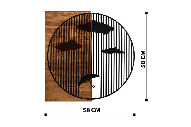 Rains Veggdekor - Svart/Valnøtt - Metallskilt