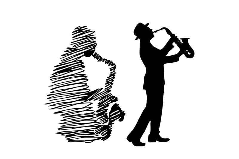 Saksafon Veggdekor, Svart