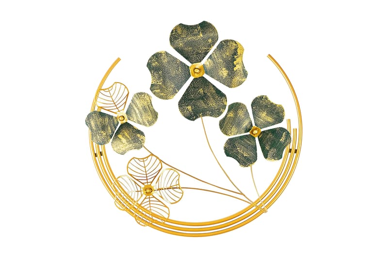 Shihezi Veggdekor - Grønn/Gull - Metallskilt