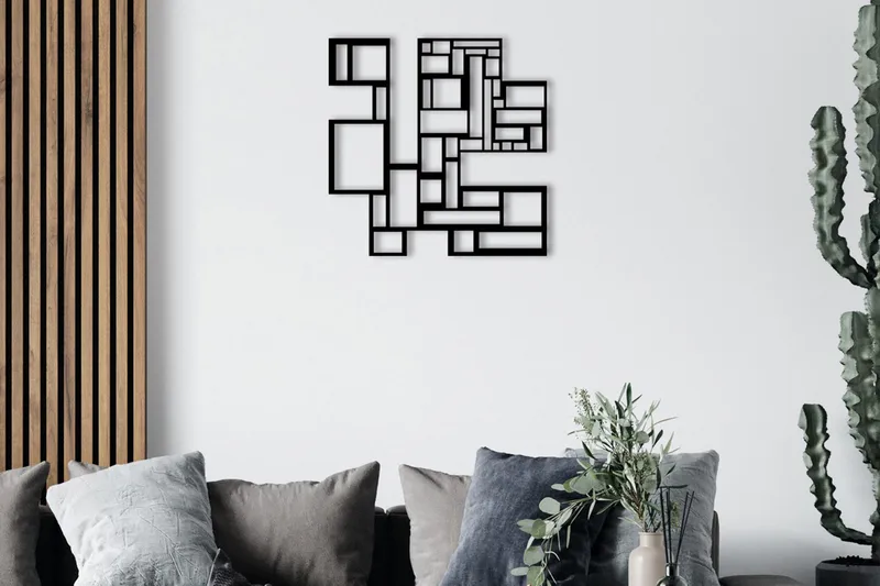 Squares Metal Decor Veggdekor, Svart