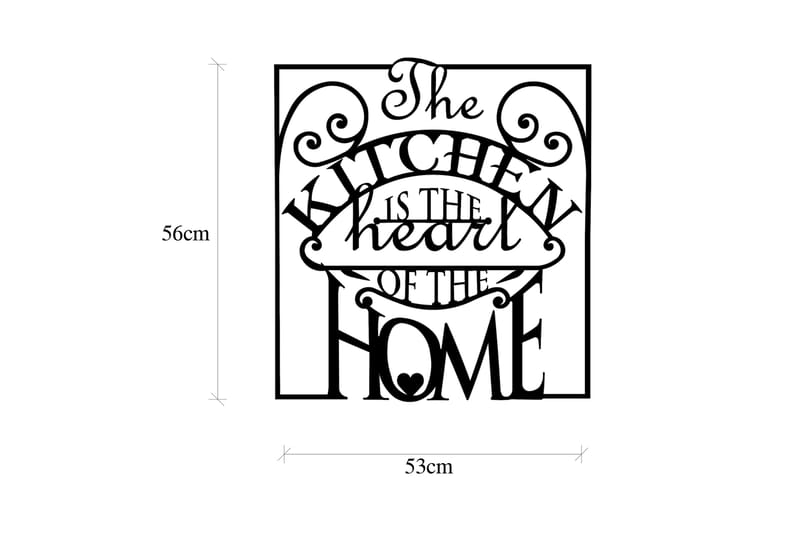The Kitchen Is The Heart Of The Home Veggdekor - Svart - Innredning - Veggdekorasjon - Skilt - Metallskilt