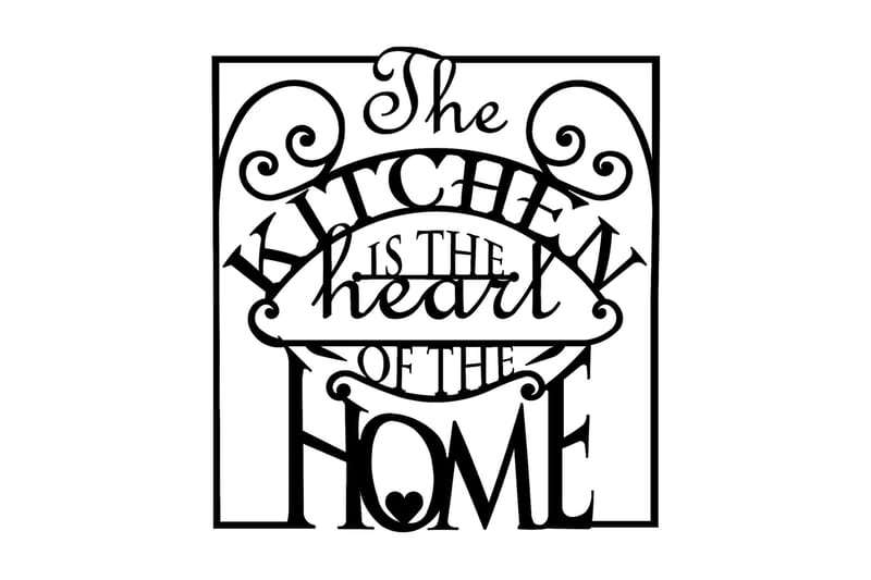 The Kitchen Is The Heart Of The Home Veggdekor - Svart - Metallskilt