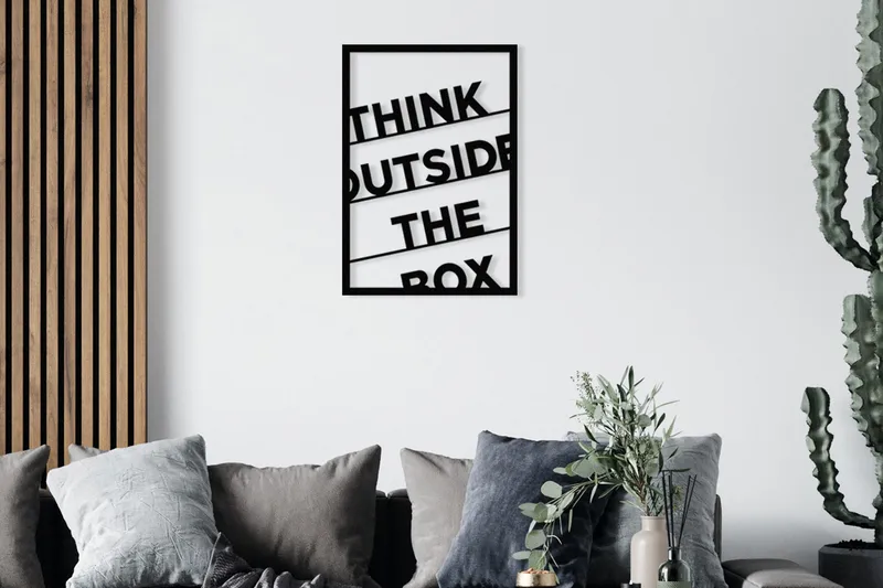 Think Outside The Box 50 cm Veggdekor, Svart