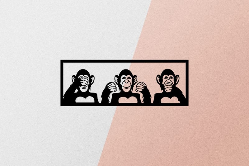Three Monkeys S Veggdekor - Svart - Innredning - Veggdekorasjon - Skilt - Metallskilt